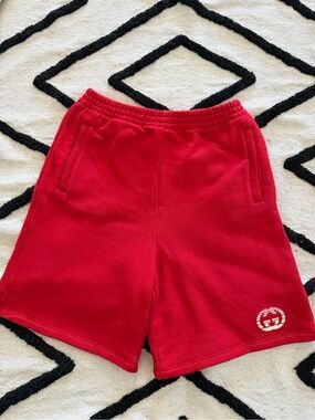 Gucci Red Kids' Corduroy Shorts with Logo